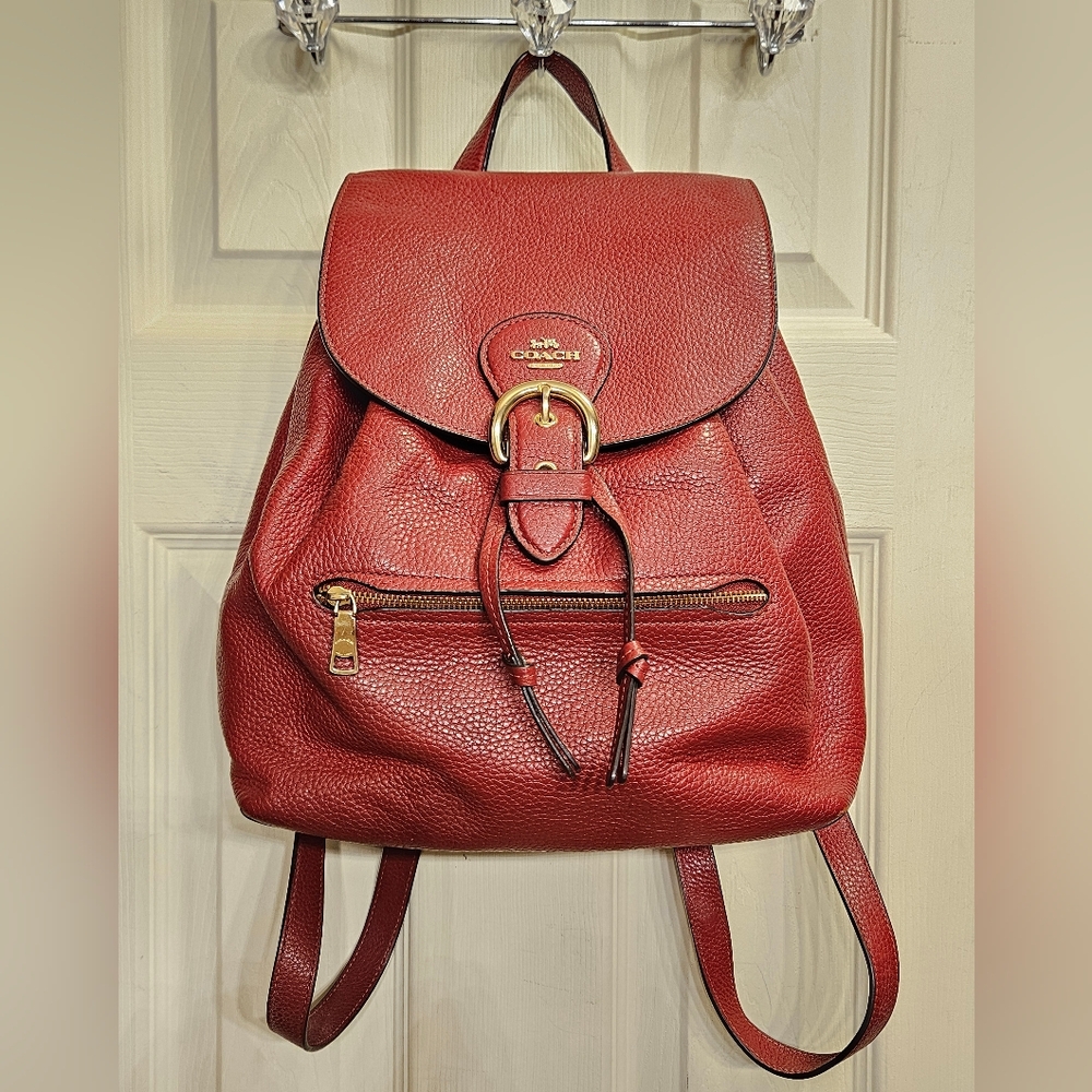 Coach kleo red leather backpack purse handbag